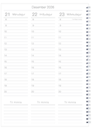 Skóladagbók, Tímalína, innihald vinstri hlið