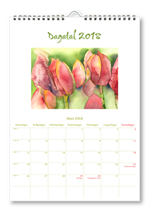Sérprentað veggdagatal A4